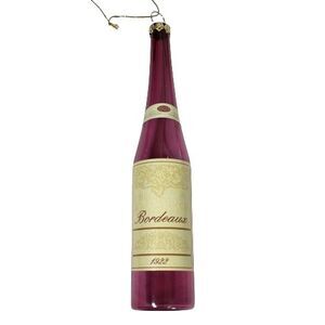Old World Red Wine Bottle 1922 Bordeaux Glass Christmas Holiday Ornament SCF 6"